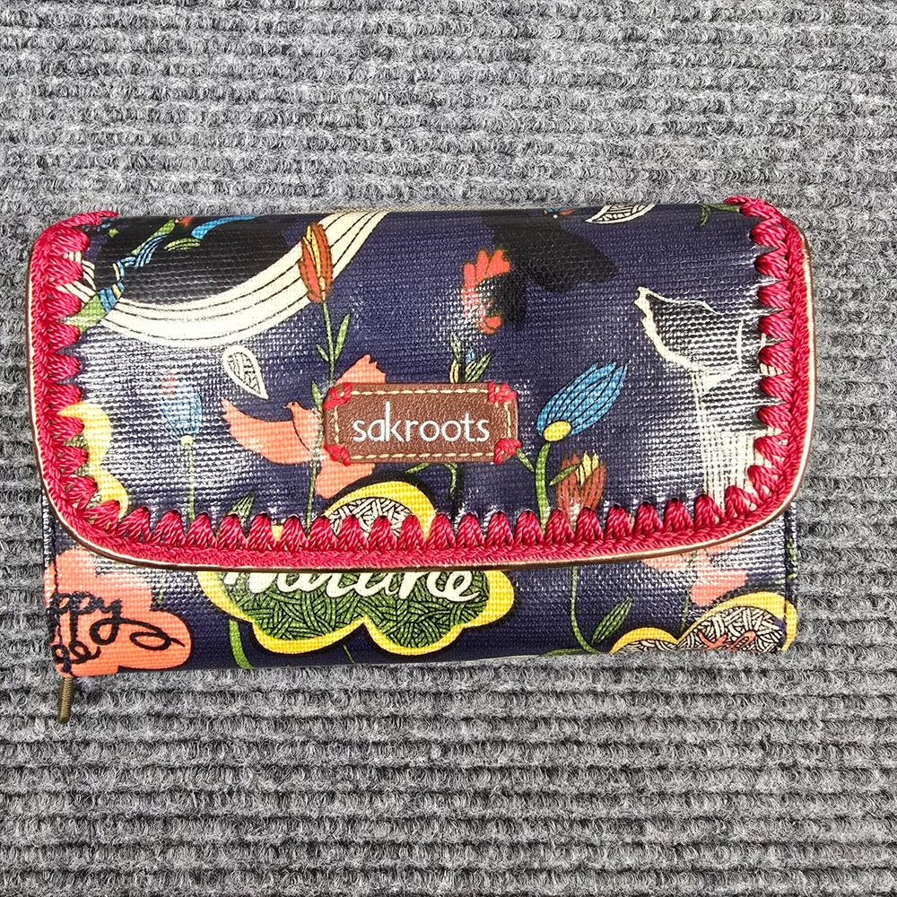 Sakroots Artist Circle XLG Trifold Wallet One World Peace Print Canvas Boho